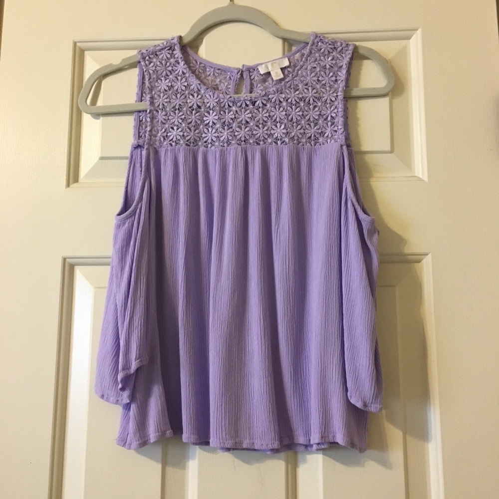 Lavender cold shoulder top
